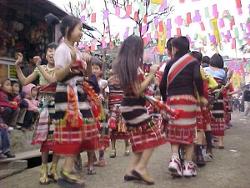 Young girls of Kakhulong dancing during Gaan-Ngai Festival