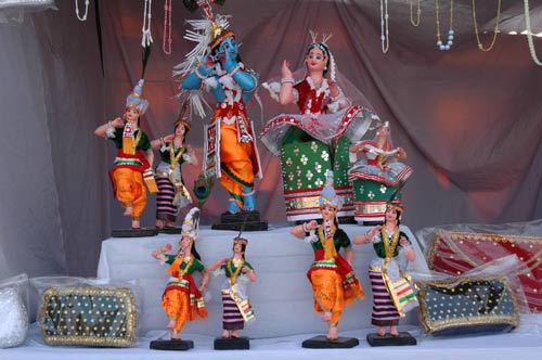 Traditional Manipuri Dolls of Radha-Krishna and Khamba-Thoibi in display