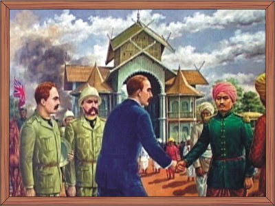 Mr Quiton being received by Maharaj Kulachandra Singh at Kangla