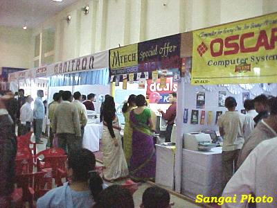 Visitors thronging the stalls - Opening Function of MITEX 2002 on Sunday, the 10th March 2002