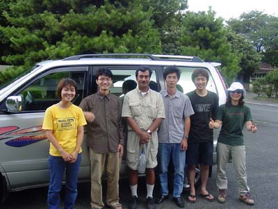 STEL team at the start of the event. From left M Nakao, Taku Takada, A. Surjalal Sharma, Beichen Zhang, Kazuya Yago and Park Kyung Sun at the start of the trip.
