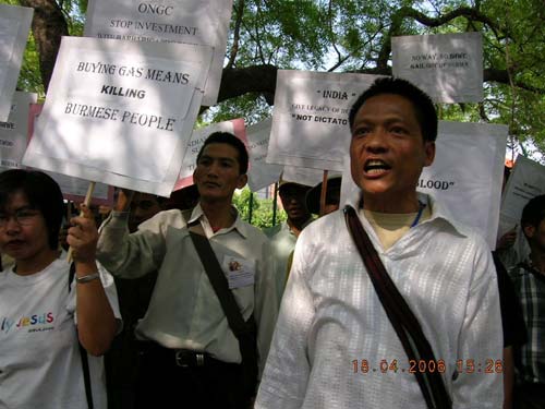 Protest against Shwe Gas Project in Burma in New Delhi