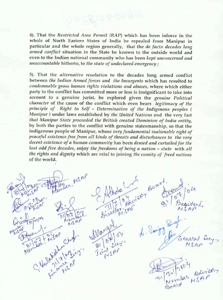 Condemnation Meet by MSAP against killing of Manorama by Assam Rifles & AFSPA - 31 July 2004